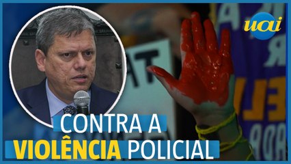Tarcísio é alvo de protesto contra a violência policial em SP