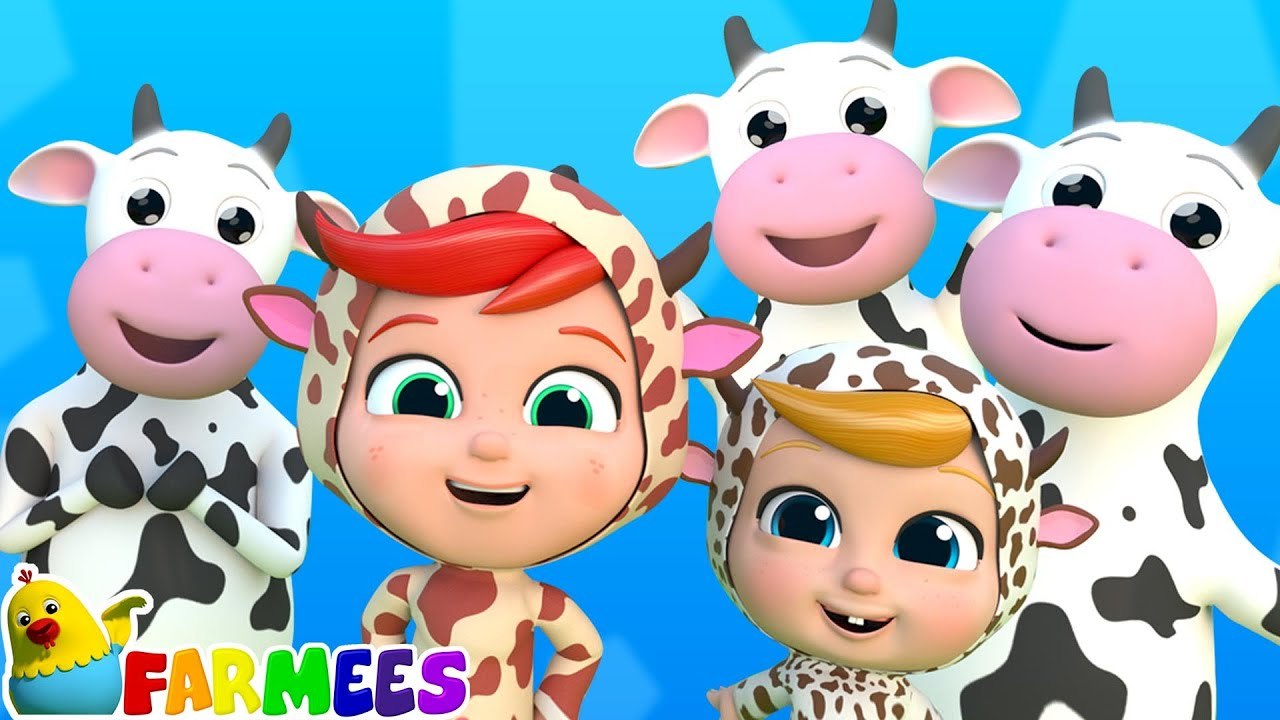 Five Little Cows Jumping On The Bed - More Cartoon Videos And Kids Song
