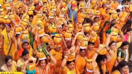 छिंदवाड़ा: बागेश्वर धाम की कथा से पूर्व निकली कलश यात्रा, हजारों महिलाएं शामिल