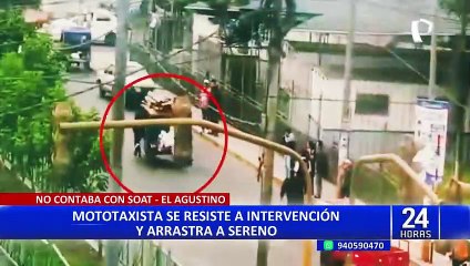 El Agustino: mototaxista arrastra a sereno durante intervención