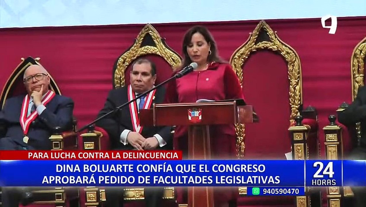 Dina Boluarte confía que el Congreso aprobará pedido de facultades para impulsar medidas de seguridad