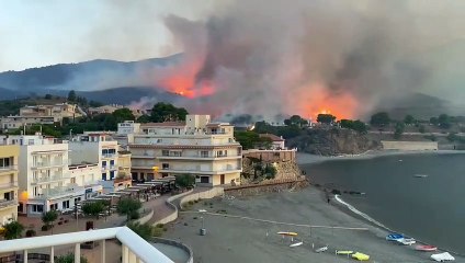 Les flames de l'incendi entren a Colera