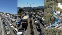 Bodrum'da su isale hattı patladı, trafik felç oldu