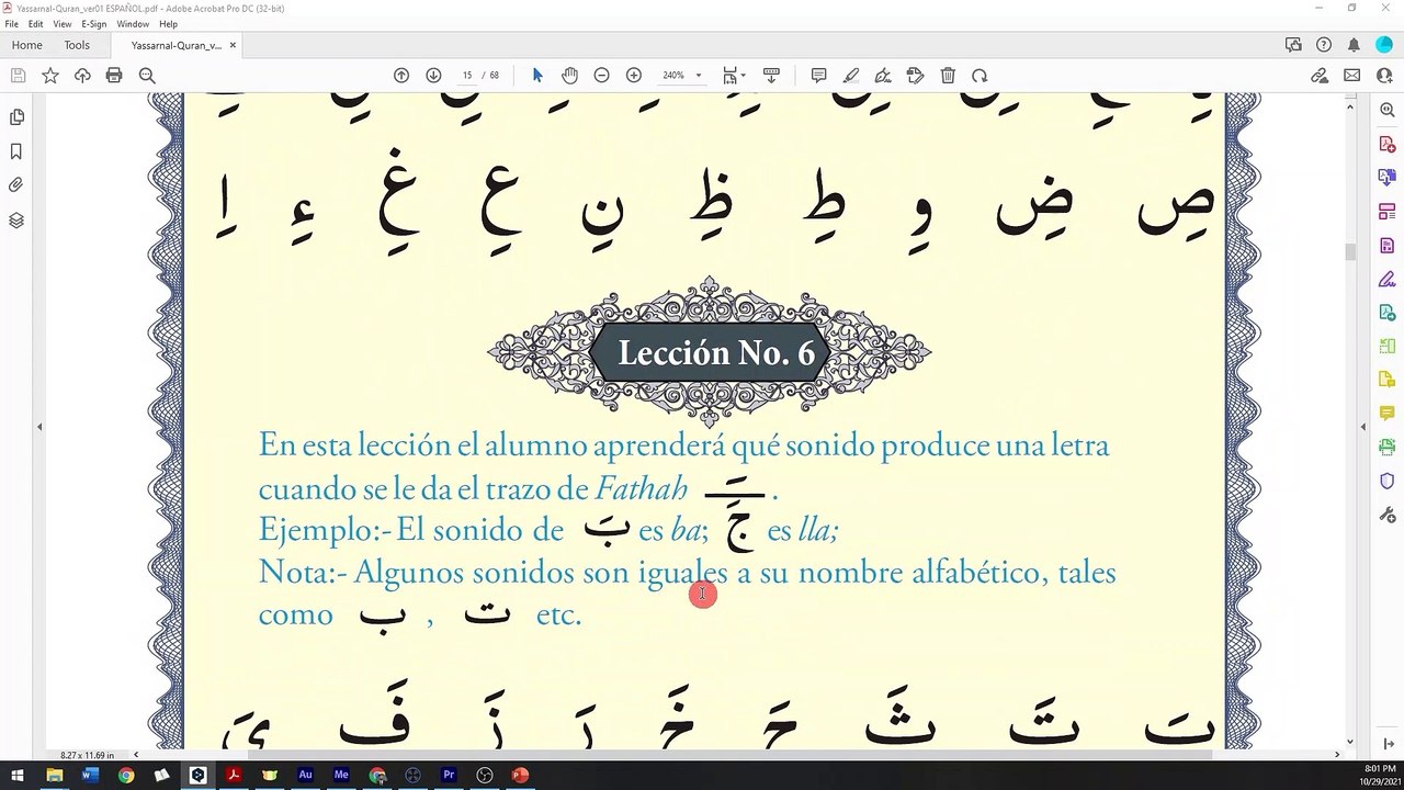 03. Leer el Corán en árabe - Lección #2 + Lectura: Las vocales cortas (págs. 16-20)