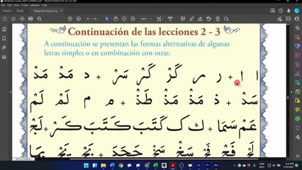 12. Leer el Corán en árabe - Lectura: Diferentes formas de las letras árabes (pág. 40)