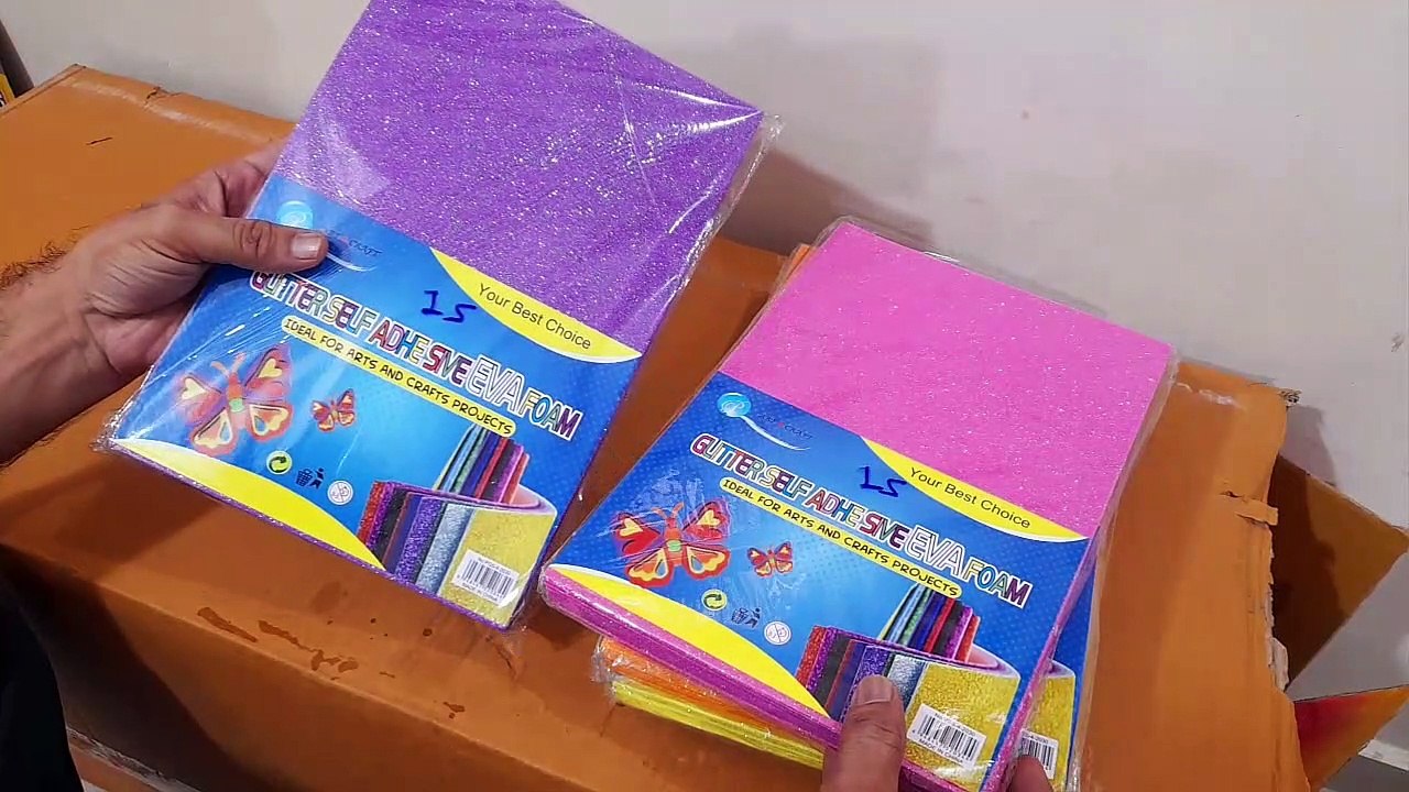 Unboxing and Review of Neon Glitter Sheet for Kids and Craft