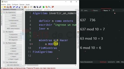 ▷ VOLTEAR DIGITOS NUMERICOS en PSeInt | CICLOS MIENTRAS - HACER