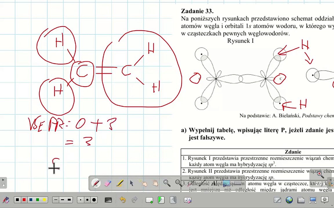 ZADANIE 33 CKE HYBRYDYZACJA ATOMÓW C, WIĄZANIA SIGMA I PI