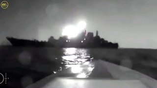 Footage purports to show Ukrainian sea drone hit Russian Black Sea ship