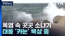 [날씨] 휴일 폭염 속 곳곳 소나기...태풍 '카눈' 영향은? / YTN