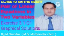 Class 10 Maths NCERT Exercise 3.1 Q1 | Pair of Linear Equations in Two Variables Exercise 3.1 Q1| Class 10 Maths Exercise 3.1 Q1 | 10 Maths Ex3.1 Q1 | 10 Maths Ex 3.1 Q1 Graphical Solutions |