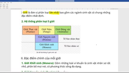 Sinh 10 - Ôn tập Các giới sinh vật