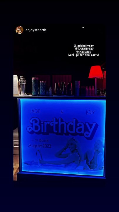 Fête d'anniversaire organisée au "Enjoy St-Barth" sur le thème de Barbie pour Jade et Joy Hallyday le 5 août 2023.