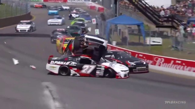 NASCAR Pinty Series 2023 GP3R Race Start Lacroix Ranger Huge Crash Flip