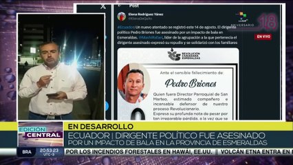 Ecuador: Dirigente político es asesinado por impacto de bala en Esmeraldas