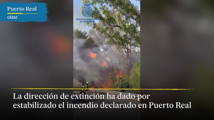 La dirección de extinción da por estabilizado el incendio de Puerto Real (Cádiz)