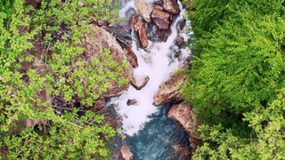 Drone Shot of Cascading Water in the River HD Stock Video - No Copyright
