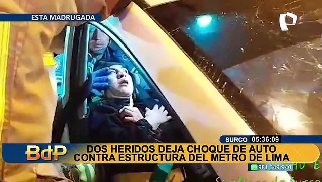 Surco: dos heridos deja choque de vehículo contra estructura del Metro de Lima
