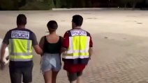 Momento del arresto de la mujer que mató a chino de una puñalada