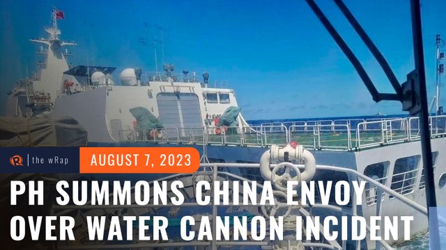 Philippines summons China envoy, files protest over water cannon incident