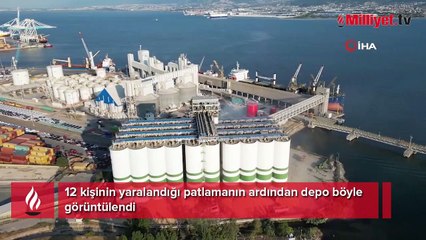 12 kişinin yaralandığı patlamanın ardından depo böyle görüntülendi