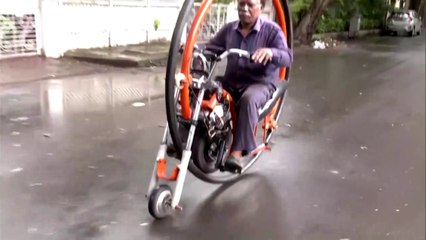 Unique Electric Cycle make a 65 years old man from Surat