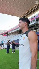 Lewandowski, encantado con el Estadi Olímpic de Montjuïc