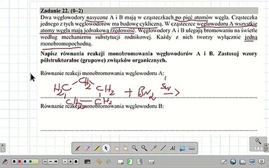 ZADANIE 22 CKE 2020 CZERWIEC(MAJ) BROMOWANIE ALKANU I CYKLOALKANU