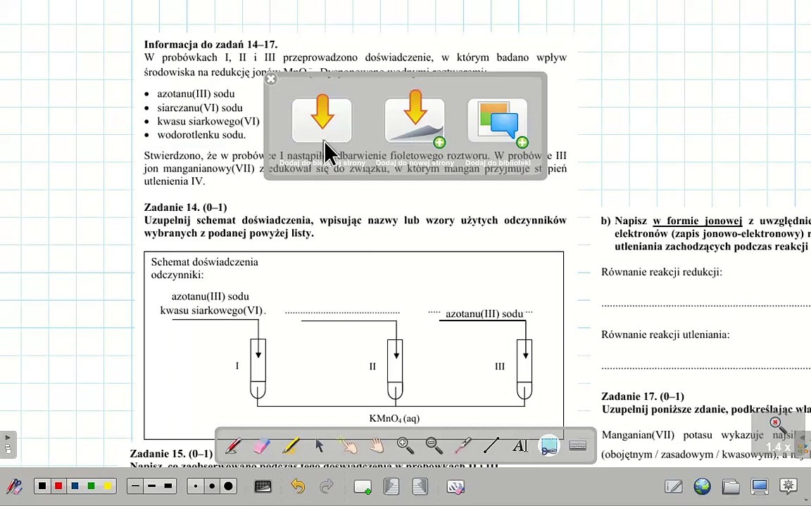 ZADANIE 14 15 16 CKE 2015(PRZYKŁADOWA) WŁ MANGANIANU(VII) POTASU