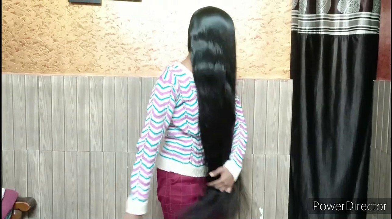 --Very Silky Long Hair Brushing And Detangling _ Loose Hair Bun Drop _ Hair flaunting