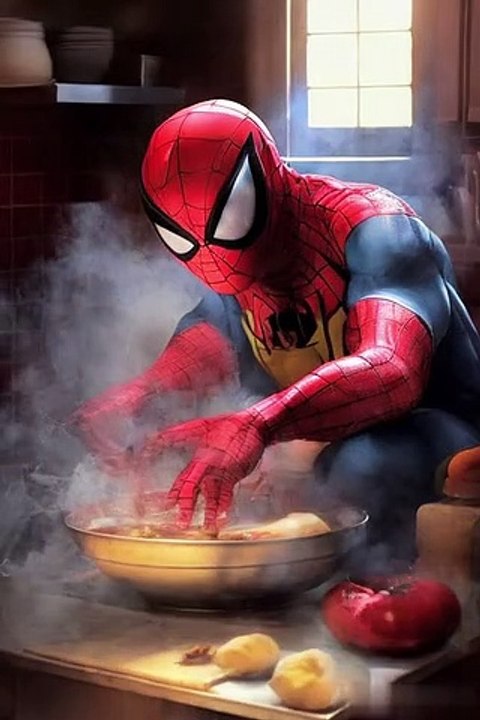Spiderman cooking