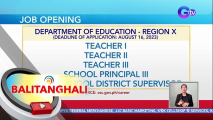 Deped-Region X at LGU sa Maramag, Bukidnon, bukas para sa job application | BT