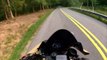 Lucky Sports Bike Rider Narrowly Avoids Deer Crossing Road