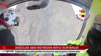 İtalya'da 3 bin metrede mahsur kalan dağcılar böyle kurtarıldı