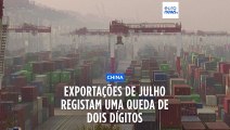 Exportações chinesas tiveram quebra de 14,5% em julho