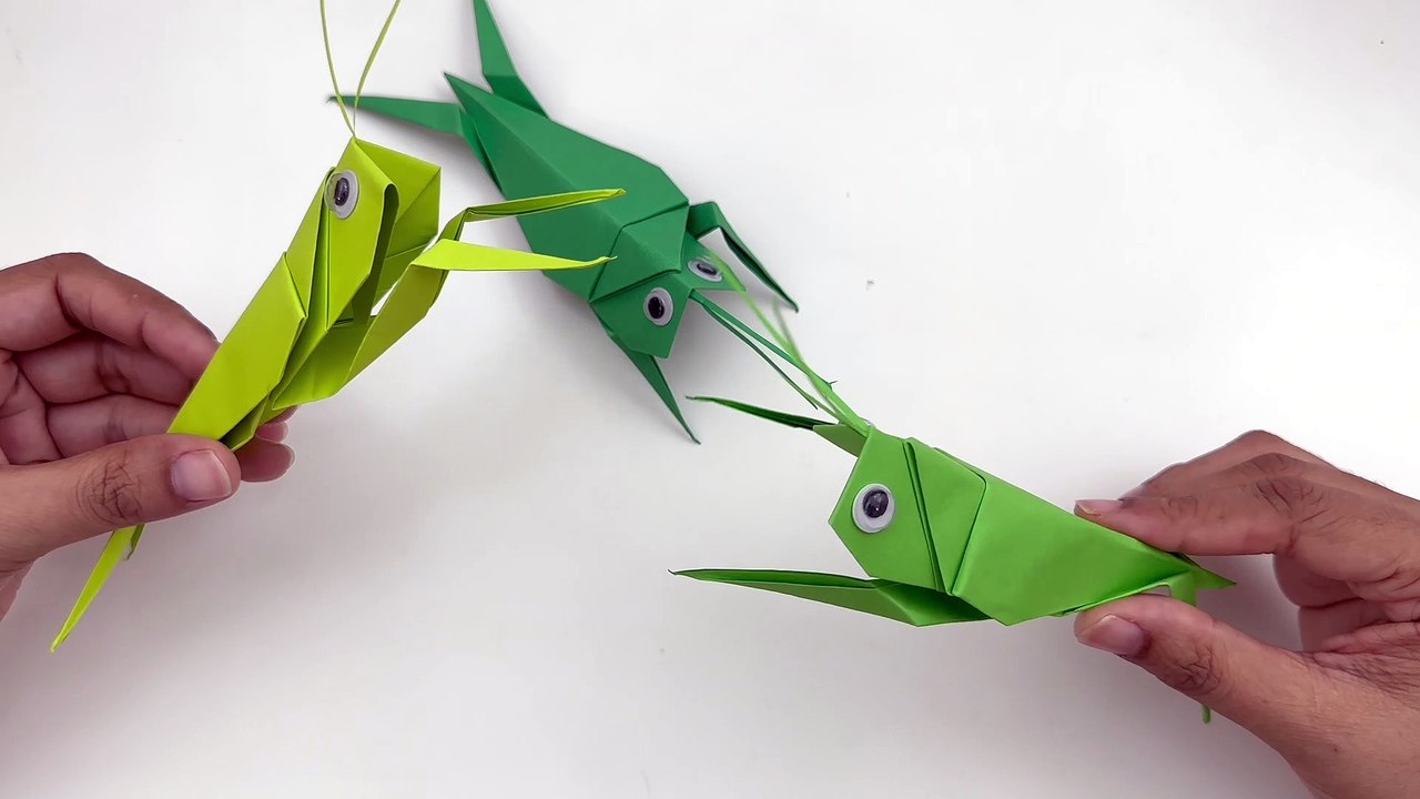 How To Make Easy Origami Paper Grasshopper  For Kids / Craft Ideas / Paper Craft Easy / KIDS crafts