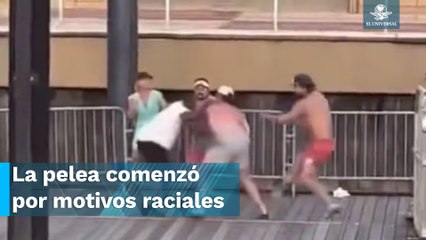 Se arma la campal, captan pelea masiva frente a río
