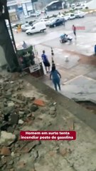 Homem em surto tenta incendiar posto de gasolina 