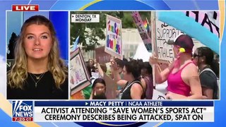 Riley Gaines, female activists attacked by leftist protesters