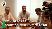 PSN, Geroa Bai y Contigo se reúnen con EH Bildu para explicar su acuerdo de gobierno en Navarra