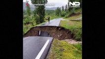 Watch: Storm Hans washes away roads and floods homes in Norway and Sweden