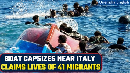 Скачать видео: Italy shipwreck: Migrant boat sinks off island Lampedusa leaving 41 casualties | Oneindia News