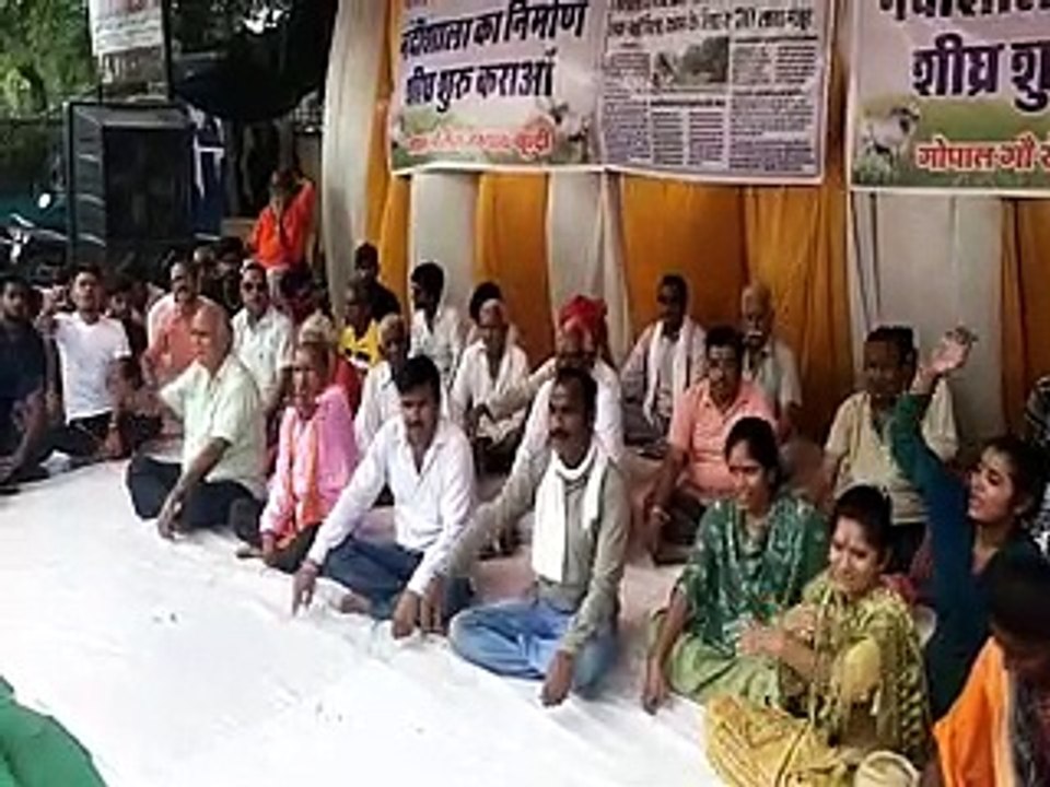 नंदीशाला निर्माण की मांग, तीसरे दिन भी जारी रहा धरना-video