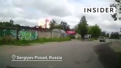 Video footage shows the moment of a massive explosion at a factory near Moscow