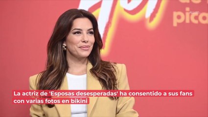Eva Longoria presume tonificada figura en playas españolas
