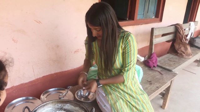 village girl cooking and eating khir in peaceful rural life relaxing nature sound vlog