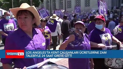 Los Angeles'ta çalışanlar 24 saatliğine greve gitti