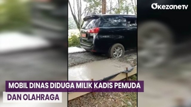 Viral! Mobil Dinas Nekat Lewati Jalan yang Baru Dicor Beton di Musi Rawas