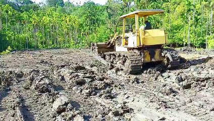 Leveling Clay on a Caterpillar Bulldozer D6D Farm