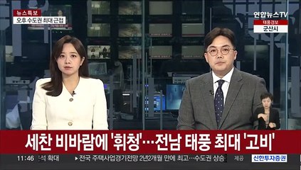 세찬 비바람에 '휘청'…전남 태풍 최대 '고비'